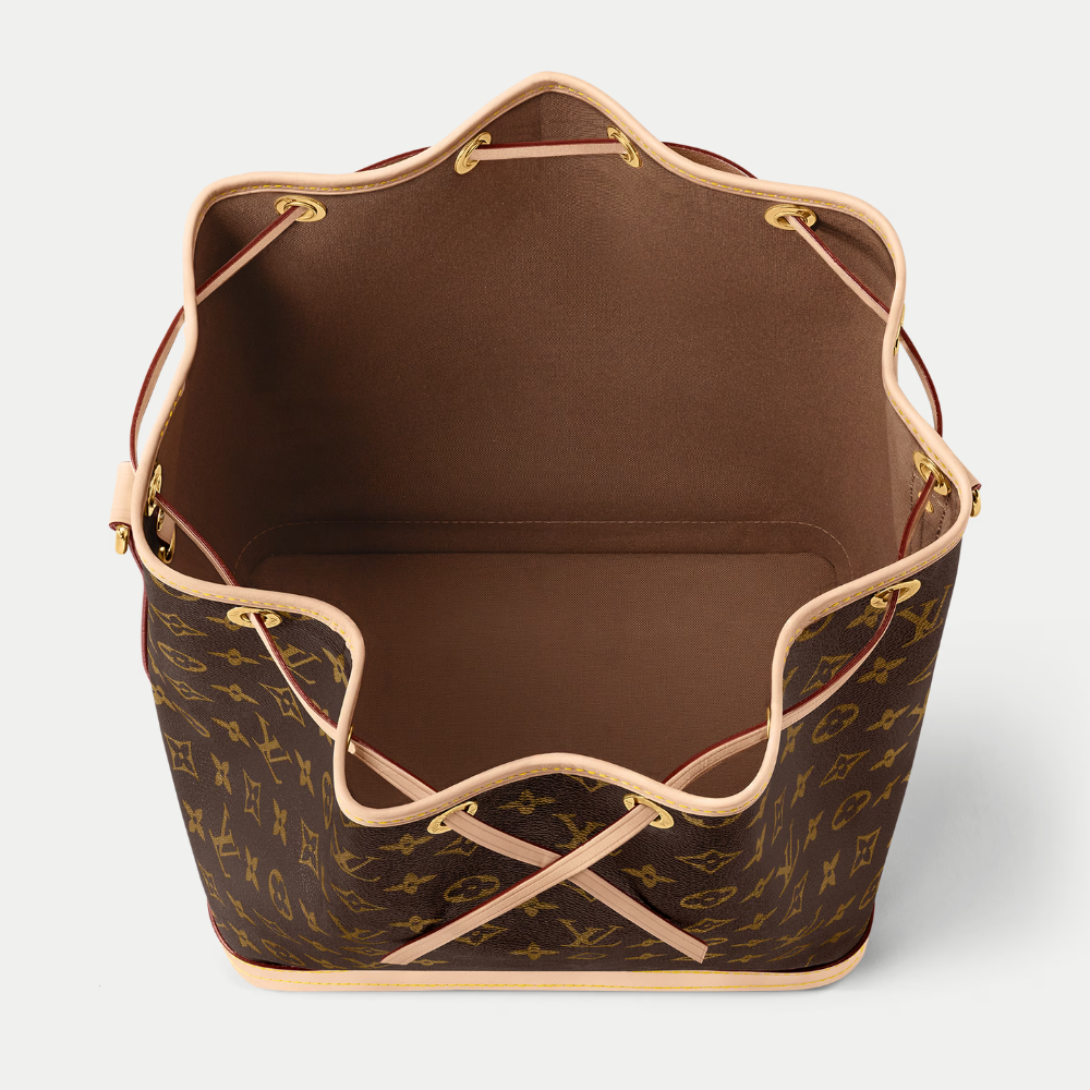 LV Noé Monogram Canvas Bucket Shoulder Bag with Leather Trim and Drawstring Closure (27.5 x 36 x 20) cm